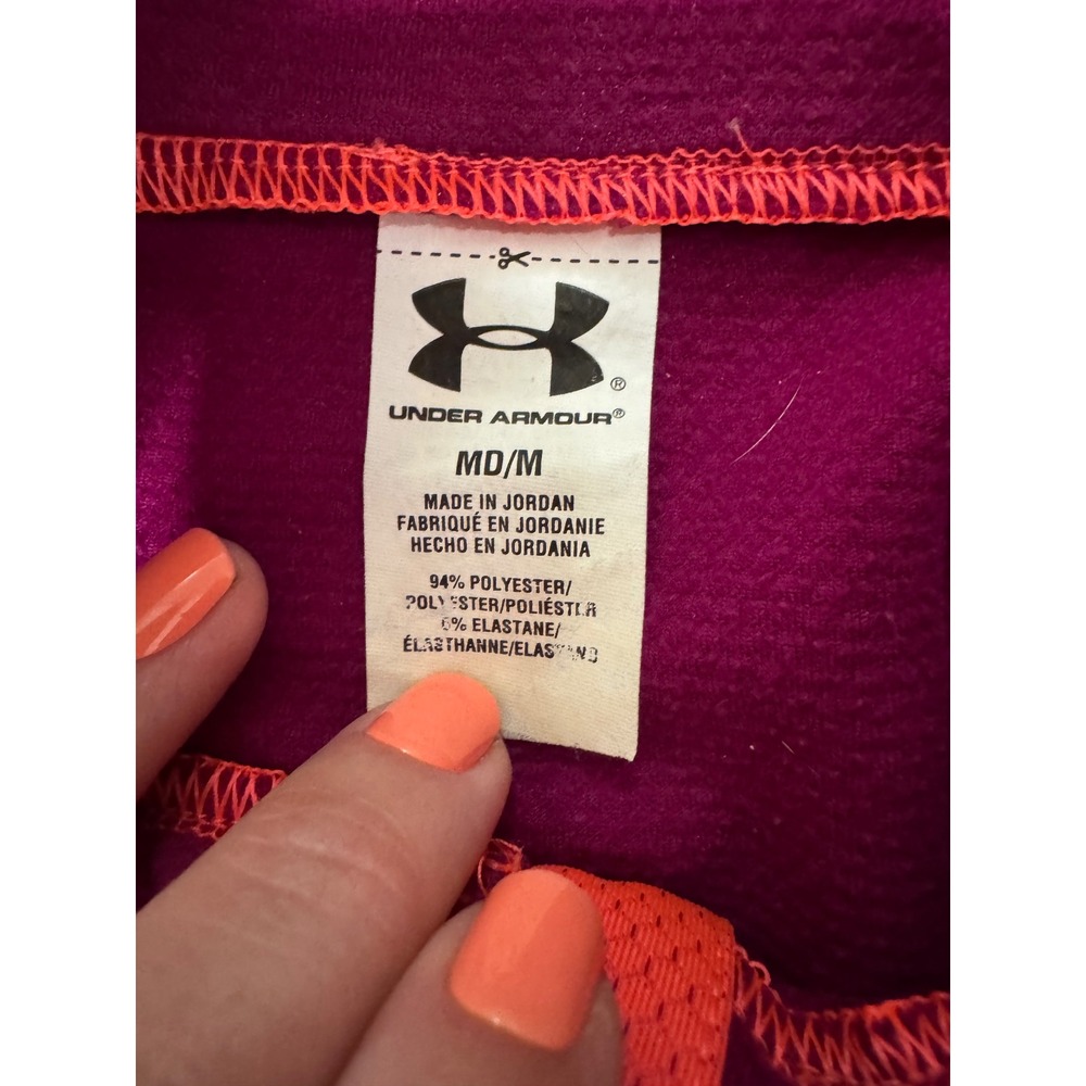 Under Armour Womens ColdGear 1/4 Zip Pullover Neon Pink Coral Medium - Picture 7 of 9